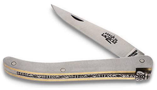 Forge De Laguiole Messer - 10 cm - Ghion Triple Platine Stahl Messing - Klinge 8 cm - Taschenmesser Messer handgefertigt Frankreich