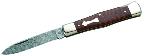 FOX Hartkopf-Taschenmesser, 300 Lagen Rosendamast Messer, grau, M