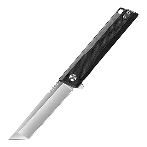 JTSrtsh Klappmesser Messer,Scharfes Taschenmesser Einhandmesser, Outdoor & Survival Messer,G10 Griff,Outdoor-Messer,für Arbeit Wandern Camping (Schwarz)