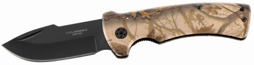 Herbertz Taschenmesser, Stahl AISI 420, beschichtet, Liner Lock, Camo Aluminium-Griffschalen, Edelstahl-Clip, Klingenlänge 8,5cm