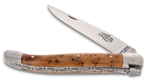 Forge de Laguiole Taschenmesser - 11 cm - Griff Thuja Holz - Klinge 9 cm und Backen matt - Hochwertiges Messer Frankreich