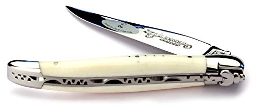 LAGUIOLE en Aubrac Taschenmesser L0212OSIFI 12 cm Griffschalen Knochen Klinge und Backen glänzend