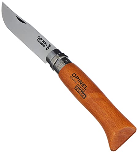 Opinel 113080 Carbon Erwachsene Messer-Größe 8-Nicht rostfrei, Natur, N° 08, Hartholz Braun