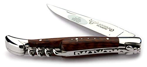 Laguiole en Aubrac Taschenmesser mit Korkenzieher L0312AMIF 12 cm, Griffschalen Schlangenholz, Klinge 10 cm glänzend, Backen glänzend