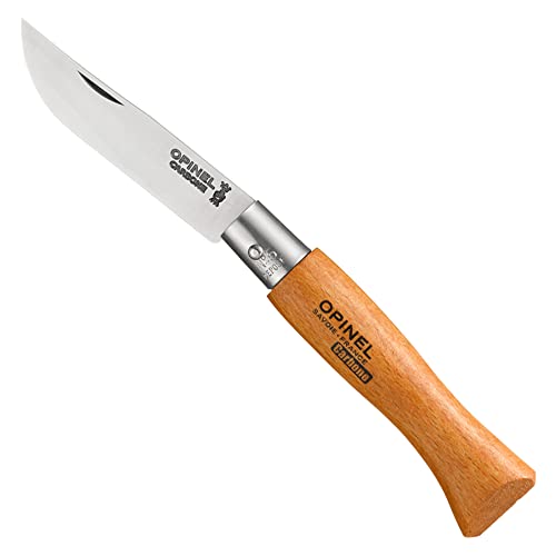 Opinel Taschenmesser Messer Größe 3 carbon Klinge ohne Feststellring ,Beech 5 cm