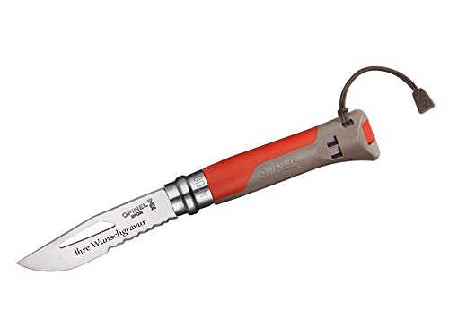 Opinel Taschenmesser Nr. 8 Outdoor (rot, mit Namensgravur, No. 8)