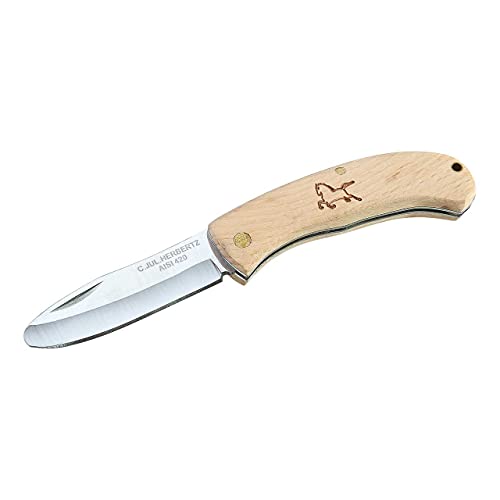 Herbertz Kinder Taschenmesser - Stahl AISI 420 - Slipjoint - abgerundete Klinge - Buchenholz Griffschalen - Fangriemenöse, 295908
