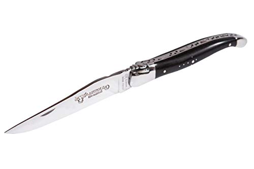 Laguiole en Aubrac Taschenmesser 12 cm, Griffschalen Ebenholz, Klinge und Backen glänzend