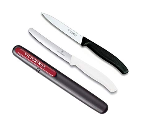 Victorinox 3-TLG. Messer-Set Küchenmesser Tafelmesser Messerschärfer Set SwissClassic Schwarz Weiß Edition