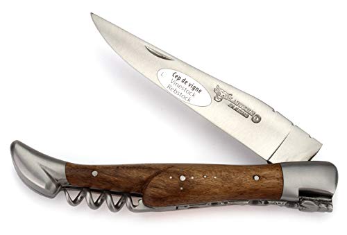 Laguiole en Aubrac Taschenmesser mit Korkenzieher L0312CVIF 12 cm, Griffschalen Weinrebe, Klinge 10 cm matt, Backen matt