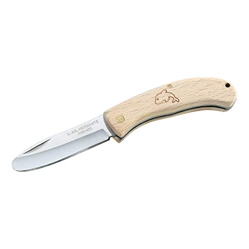 Herbertz Kinder Taschenmesser - Stahl AISI 420 - Slipjoint - abgerundete Klinge - Buchenholz Griffschalen - Fangriemenöse, 295208