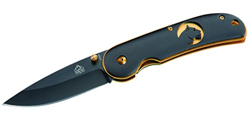 Puma TEC Messer Einhandmesser Edelstahl-Griffschalen mit Puma-Motiv Länge geöffnet: 18.8cm, grau, M