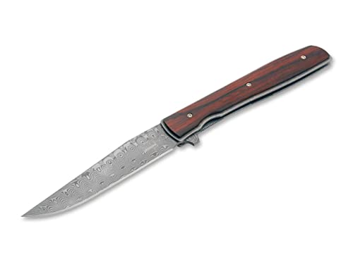 BÖKER PLUS® Urban Trapper Cocobolo Damast - hochwertiges Damaszener Gentleman Taschenmesser - superscharfes Damaststahl Einhand EDC Klappmesser in Geschenk-Box