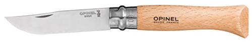 Opinel Messer Nr. 9, Edelstahl, Tradition, 12 cm langer Griff aus Buchenholz, drehbarer Ring