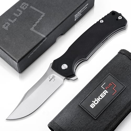 Böker Plus® M.E.R.K. 1 Linerlock Taschenmesser - Einhand Flipper Messer mit G10 Griff schwarz - taktisches Outdoor Klappmesser - Tactical Knife mit scharfer D2 Clip-Point Klinge, Etui & Geschenk-Box
