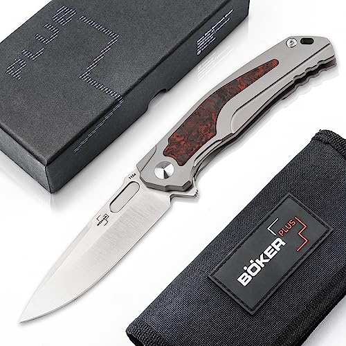 BÖKER PLUS® Aphex Mini - edles Gentleman Klapp-Messer - Griff mit wilder Kohlefaser - Flipper Knife mit extra scharfer VG10 Klinge - hochwertiges Taschenmesser mit Etui