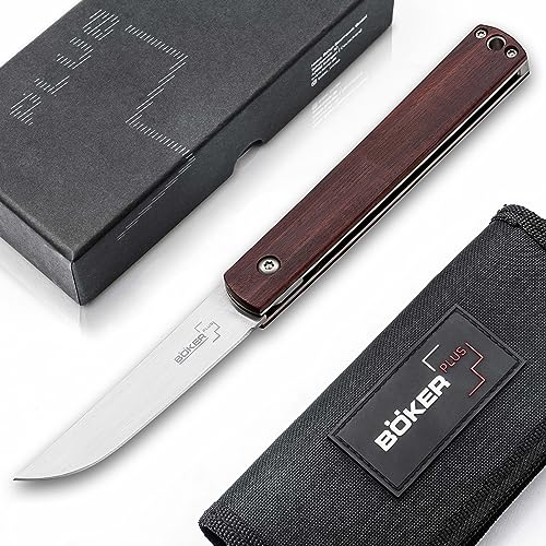 Böker Plus® Wasabi Cocobolo - Gentleman Taschenmesser japanischer Stil - EDC Messer mit Holzgriff - Pocket Knife mit 440C Klinge 7 cm in Geschenkbox (Original)
