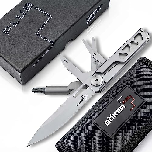Böker Plus® Specialist Half Tool - Outdoor Edelstahl Multi-Tool Messer mit Schere - Multfunktions Taschenmesser mit Bithalter & Schraubendreher - Multifunktions-Werkzeug mit Glasbrecher & Stech-Ahle
