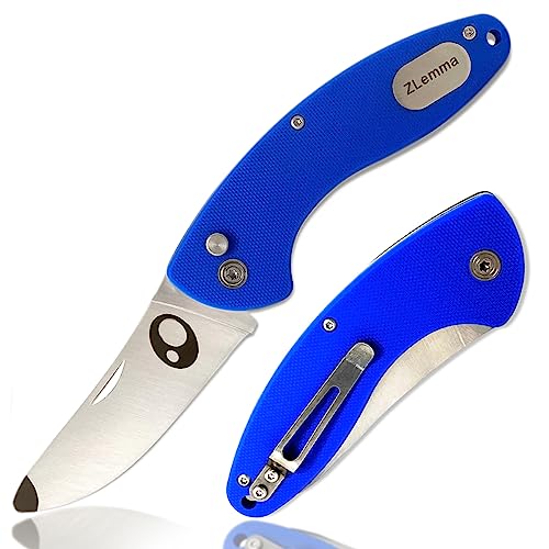 ZLemma taschenmesser kinder mit Clip und sicher abgerundeter Spitze für den ersten Jungen-Messer, faltbare Anfängermesser für Kleinkinder und strapazierfähigem G10-Griff (blau