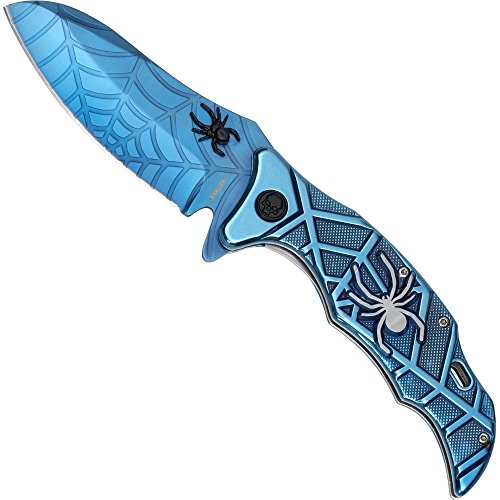Haller Unisex – Erwachsene Taschenmesser Blue Spider Messer, blau, one Size