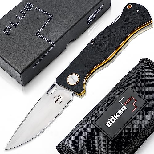 Böker Plus® Epicenter Backlock Pocket Knife - EDC Backlock Taschen-Messer mit extra scharfer Klinge aus D2 - hochwertiges G10 Klappmesser mit Droppoint Klinge & Clip in Etui