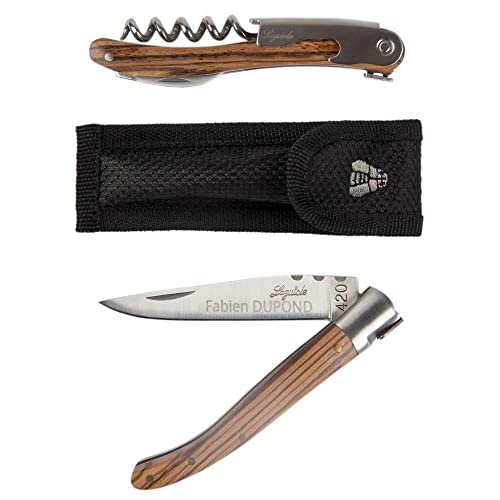 Ocadeau Laguiole Messer-Set mit personalisierter Gravur - Taschenmesser und Sommeliermesser personalisiert in einem Laguiole Etui - Personalisierbares Set mit 2 Laguiole Messern