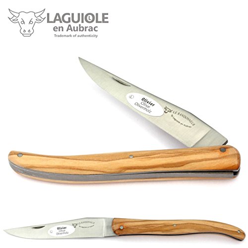Laguiole en Aubrac L0512RLIL Taschenmesser Randonneur 12 cm, Messer Klinge 10 cm matt, massiver Griff Olive