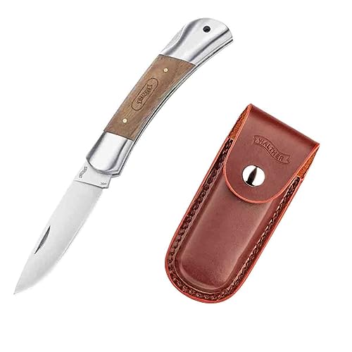 Walther Unisex – Erwachsene Classic Clip Messer, Walnussholz, 2