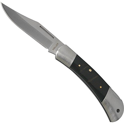 Haller Unisex – Erwachsene Taschenmesser Horngriff Messer, schwarz, one Size