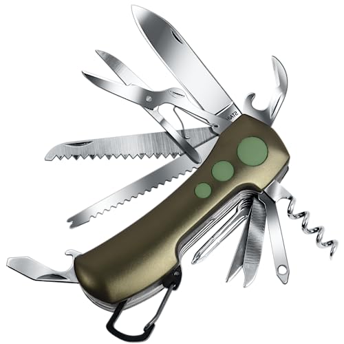 ZIMAIC Taschenmesser?Multitool Messer Schweizer Taschenmesser Vatertag Geschenk - Multifunktionswerkzeug mit 15 Funktionen Taschenwerkzeug für Campen und Notfälle (Champagner)