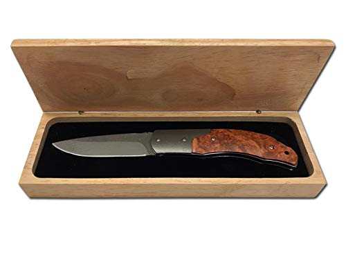 AUSONIA - 26336 TASCHENMESSER IM HOLZETUI MIT KLINGE UND GRIFF AUS DAMASZENER EDELSTAHL MIT EINSÄTZEN AUS EXOTISCHEM HOLZ 18 CM