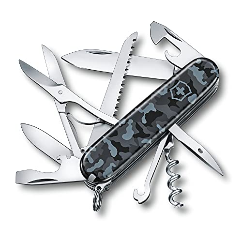 Victorinox, Taschenmesser, Huntsman, 91 mm, Navy Camouflage, Blister (15 Funktionen, Klinge, Korkenzieher, Dosenöffner, Klinge)