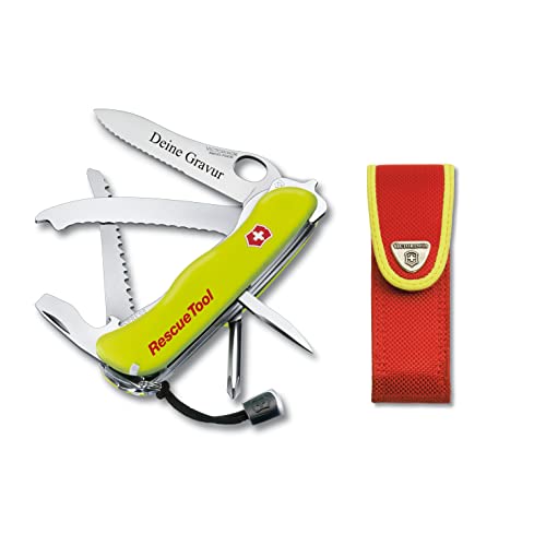 Victorinox® RESCUE TOOL mit persönlicher Gravur Motive Slogen Logos mehrfarbig personalisiert mit Logo auf der Kunststoffschale 0.8623.MWN