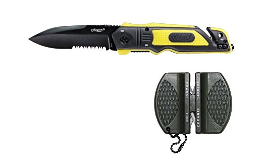 Walther ERK Emergency Rescue Knives yellow mit Messerschärfer und Holster