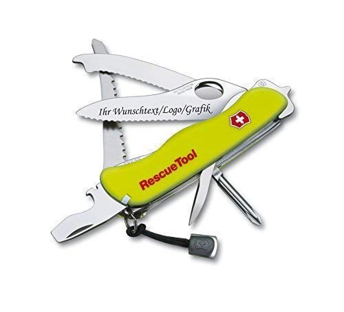 Original Victorinox® RESCUE TOOL mit persönlicher Gravur auf der Klinge graviert mit Logo Motive Schriftzug oder Grafik feine Lasergravur 0.8623.MWN