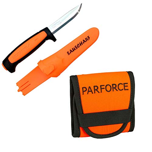 Parforce Patronenetui orange Mit Mora Messer sauscharf