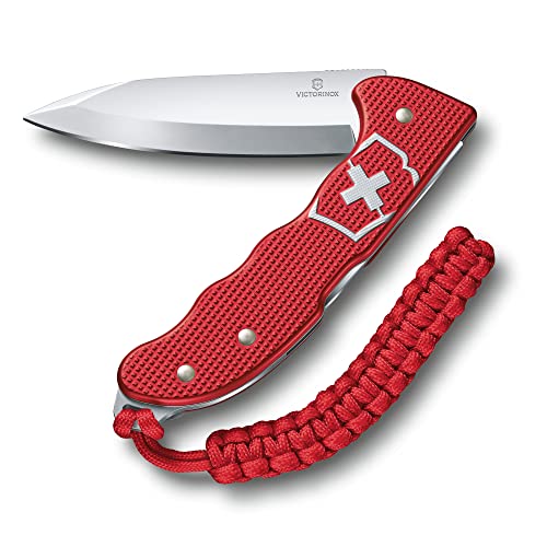 Victorinox Herren Taschenmesser Hunter Pro Alox (4 Funktionen, Paracord-Anhänger, grosse Klinge, Befestigungsöse, Clip), 136 mm, rot