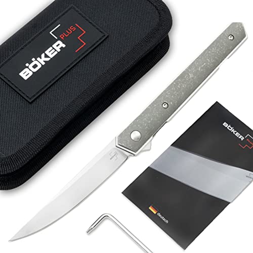 Böker Plus® Kwaiken Air Titan - edles Taschenmesser für Damen und Herren - extrem scharfes Einhand-Messer mit VG-10 Klinge 9 cm in Geschenkbox