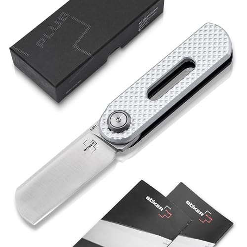 Böker Plus® Ovalmoon Swivel Taschen-Messer - innovatives Mini Faltmesser mit Alu-Griff - Fidget Knife mit D2 Sheepfoot-Klinge - EDC Swivel Knife mit Magnet-Griff- kleines Chisel Grind Klapp-Messer