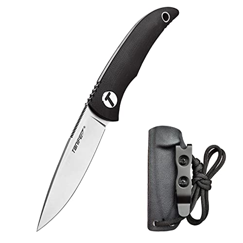 TONIFE Nova Neck Knife mit Scheide Lanyard und Clip, 68mm Feststehendes Klinge Kleine Hals Messer Neck Knife für Outdoor Edc (Schwarz+Satin)