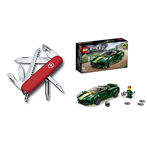 Victorinox, Taschenmesser, Hiker, 91 mm, rot & LEGO 76907 Speed Champions Lotus Evija Bausatz für Modellauto, Spielzeug-Auto, Rennwagen für Kinder, 2022 Kollektion