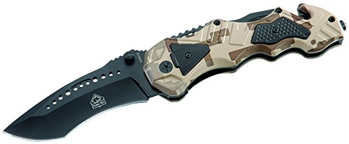 Puma Tec 309012 Messer Einhand-Rettungsmesser Glasbrecher Länge geöffnet: 21.5cm, grau, Einheitsgröße