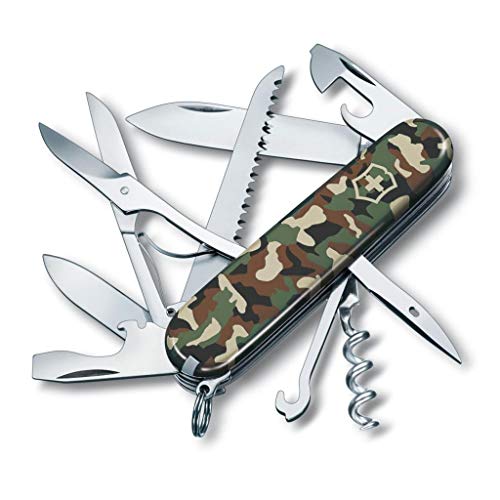 Victorinox Taschenmesser Huntsman (15 Funktionen, Holzsäge, Korkenzieher, Drahtabisolierer), grün